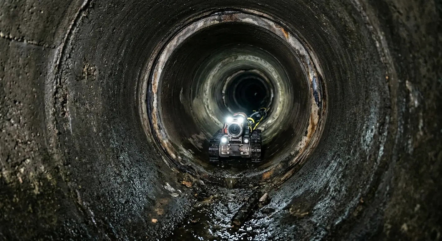 Robotic sewer camera inspecting pipe interior for Drain Snake Service in Surfside